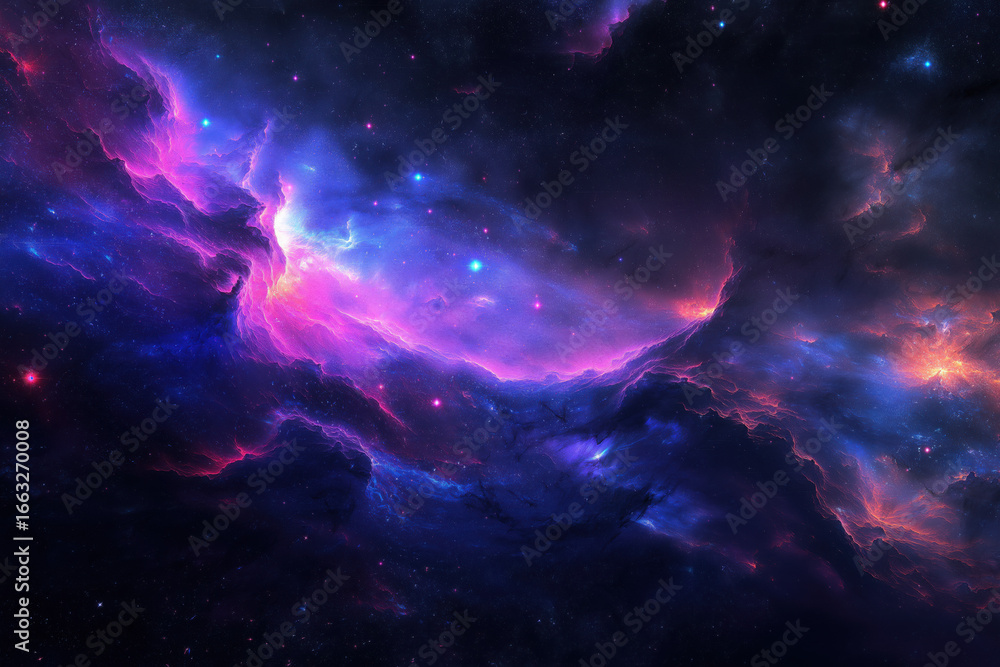 Obraz premium Colorful galactic clouds with glowing starlight