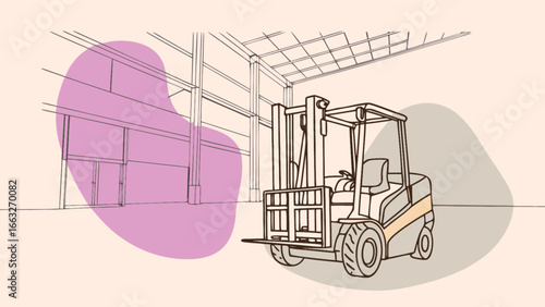 Warehouse forklift truck illustration for logistics and material handling equipment services and solutions