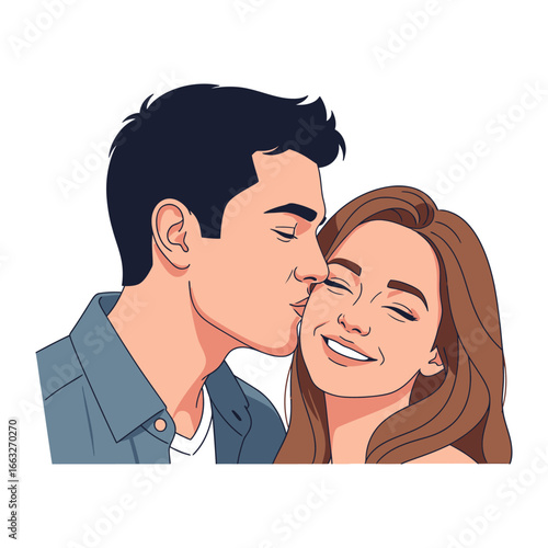 Kiss of Affection: A tender moment captured as a couple embraces in a loving embrace, with a gentle kiss shared, celebrating the beauty of connection.