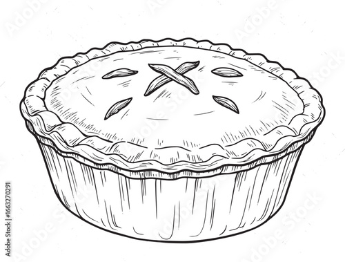 Artistic rendition of a meat pie with a delicate pastry crust de