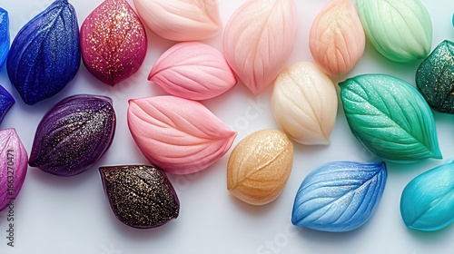 Pastel Glitter Leaves Abstract Arrangement