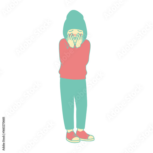 Embracing Emotion: A poignant illustration of a person engulfed in a moment of heartfelt emotion, their face obscured. A visual representation of vulnerable introspection.
