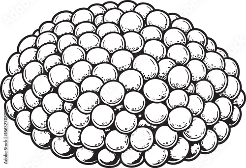 Artistic representation of glistening silver spheres clustered t