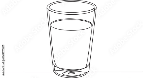 Minimalist line art illustration of a glass filled with refreshi
