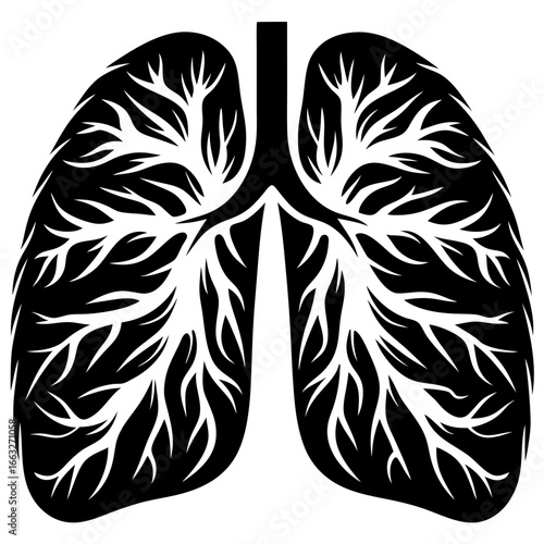 Stylized illustration of human lungs showcasing the intricate bronchial tree network