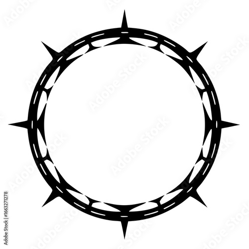 Dramatic crown of thorns in black and white for religious imagery