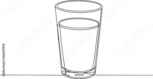 Minimalist illustration of a glass filled with rice milk on whit