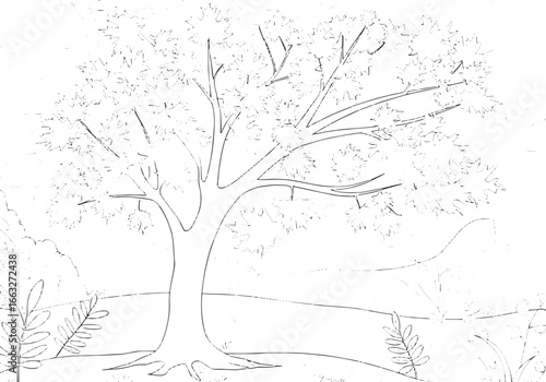 Whimsical Maple Tree Coloring Page for Relaxing Autumnal Art Pro