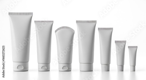Wallpaper Mural Assortment of white cosmetic tubes in various sizes against a white backdrop on transparent background Torontodigital.ca