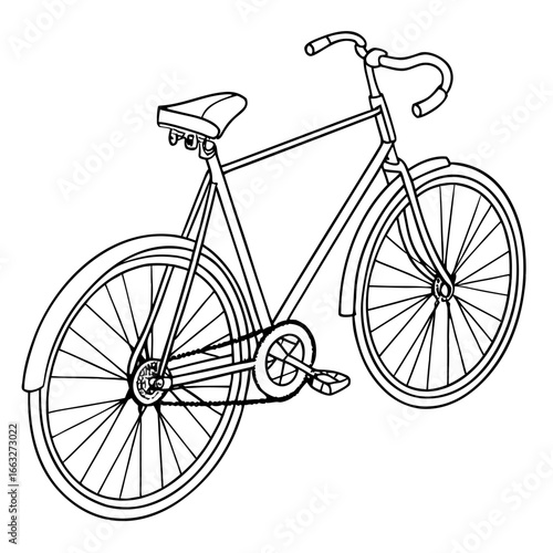 Bicycle Outline Minimal Transport Line Art Vector Transparent PNG