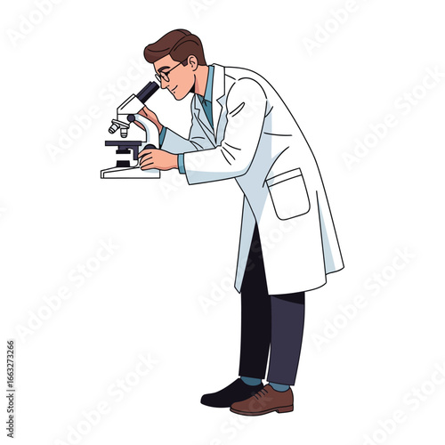 Scientist at Work: A dedicated scientist meticulously examines a sample under the microscope, embodying precision and scientific rigor in a clinical lab environment.