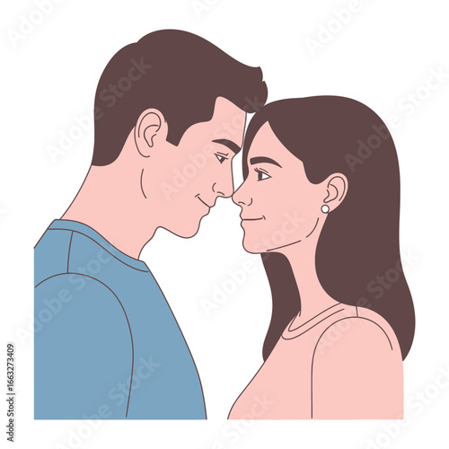 Embracing Affection: Capturing a tender moment between a loving couple, a testament to human connection and tender romance.