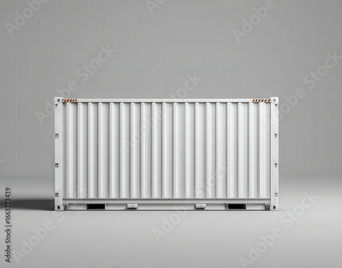 Wallpaper Mural A front view of a white shipping container mockup shown isolated on a grey background, highlighting its clean design and versatile storage concept. Torontodigital.ca