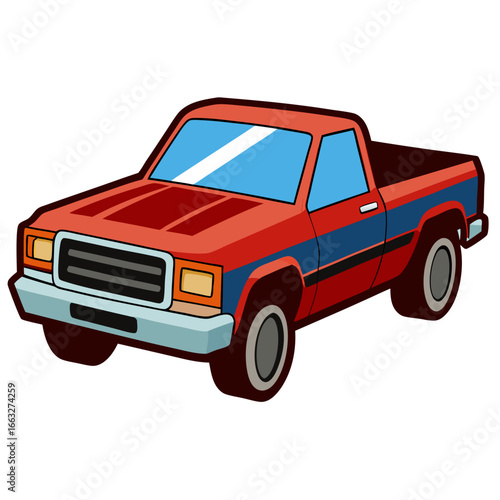 red car pickup van isolated on white