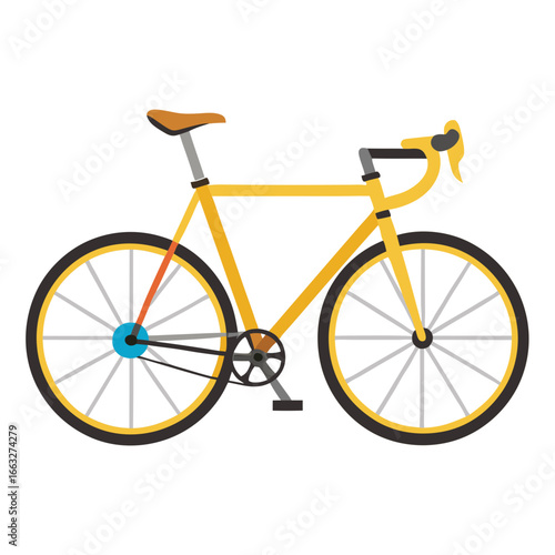 yellow bicycle isolated on white background