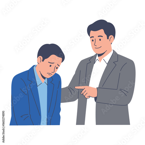 Conflict Resolution in the Workplace: A moment captured, where a mentor gestures towards a colleague, emphasizing a teaching moment, a gesture towards guidance and support. 