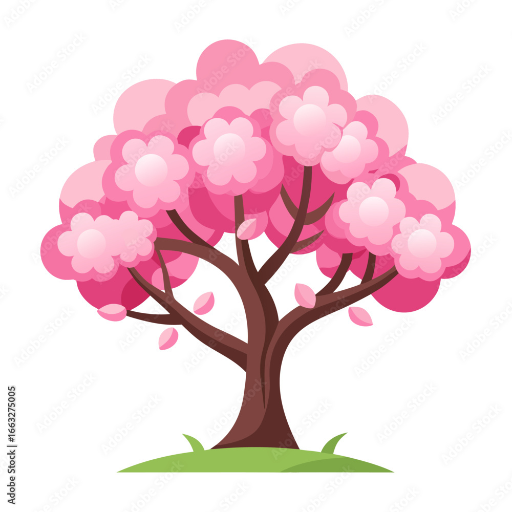 Obraz premium vector tree with pink flowers