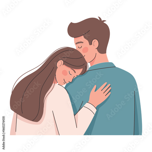Embrace of Tenderness: An illustration of a couple in a tender embrace, their closeness radiating warmth, intimacy, and the depth of their connection.