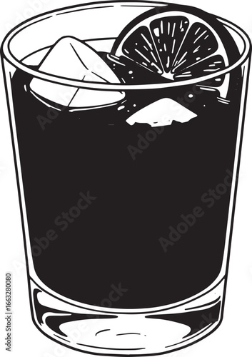 Illustration of a Negroni Sbagliato Cocktail with Orange Slice a