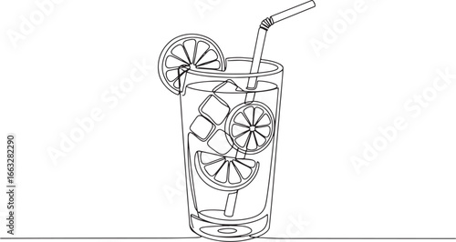 Minimalist Lime Juice Illustration: Refreshing Drink with Contin