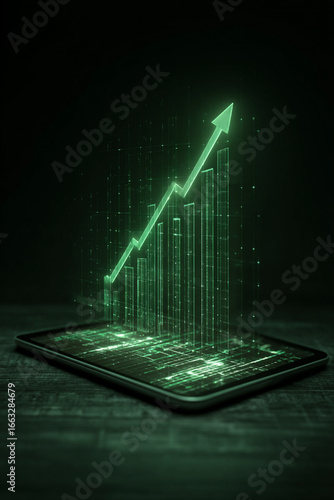 business graph on laptop