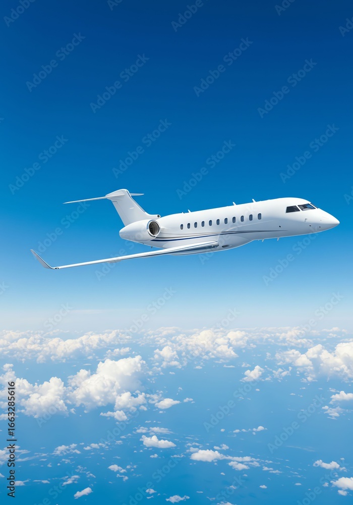 Obraz premium Private Aviation Experience Over Clouds, Aerial View, Travel and Business Escape