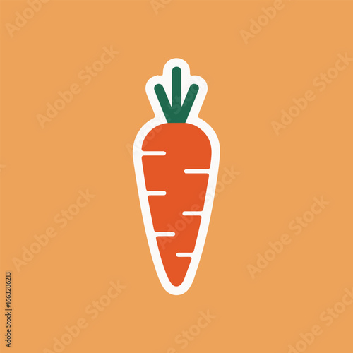Illustration of a vibrant orange carrot with green leaves, a healthy and nutritious vegetable, perfect for adding a touch of freshness to any design or project