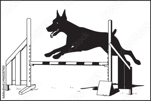 Doberman Pinscher agility illustration, showcasing athleticism,