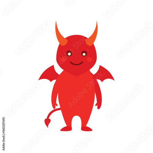 Watercolor cute devil illustration isolated on clean white background spooky halloween artwork