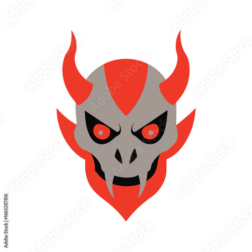 Watercolor demon mask illustration isolated on clean white background spooky halloween artwork