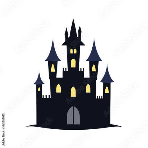 Watercolor spooky haunted castle isolated on white background halloween eerie illustration art