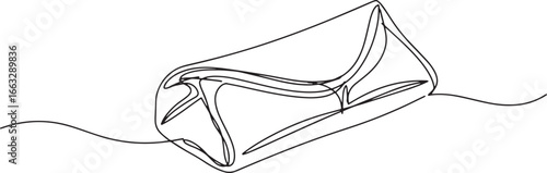 Minimalist line art illustration of a savory triangular pastry l