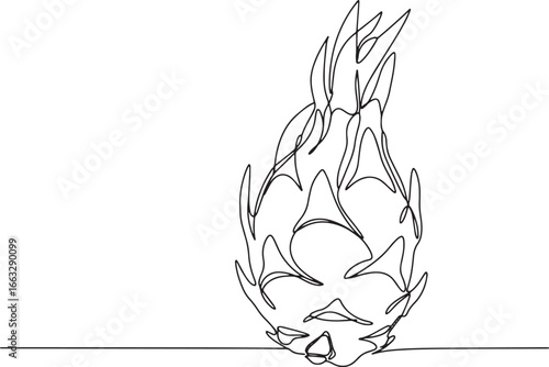 Elegant single line drawing of a dragon fruit, perfect for minim