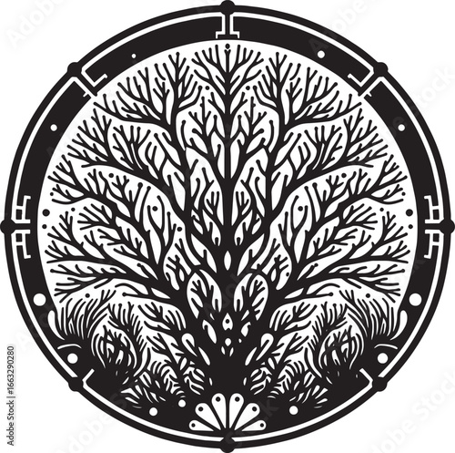 Intricate Digital Illustration of Bitcoin ATM and Cryptocurrency Trading Environment