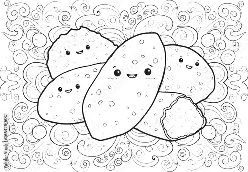 Delightful picarones family illustrated with happy smiles, perfe