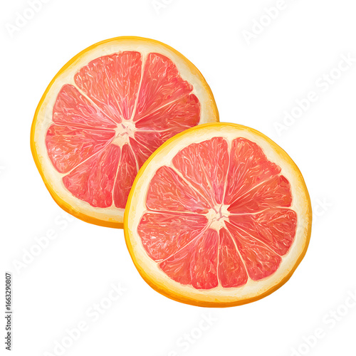 Fresh Halved Grapefruit on Transparent Background for Design Projects