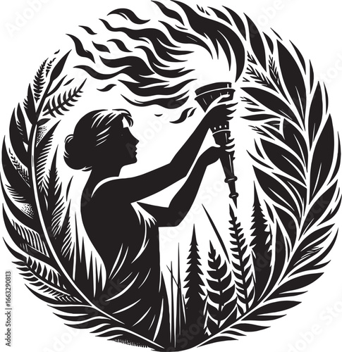 Silhouette of a Horse and Rider in Equestrian Sport Action: Black and White Design