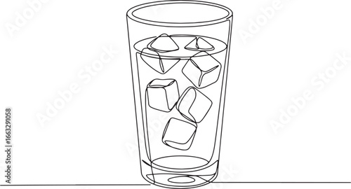 Continuous line drawing illustration of refreshing iced tea beve