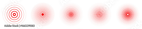 Abstract red concentric circle ripple pattern on white background. Minimal radial lines, wave effect, hypnotic target style design. Perfect for modern backgrounds, posters, or digital graphics.
