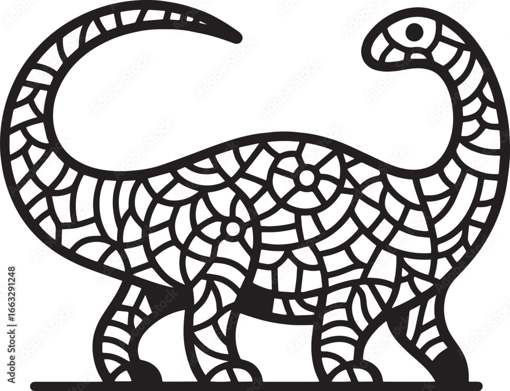 Fototapeta premium Elegant Black and White Dinosaur Illustration Perfect for Educational or Decorative Use