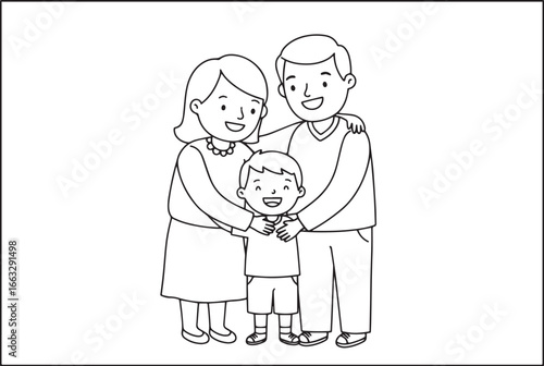 Illustration of a happy family consisting of mother father and s