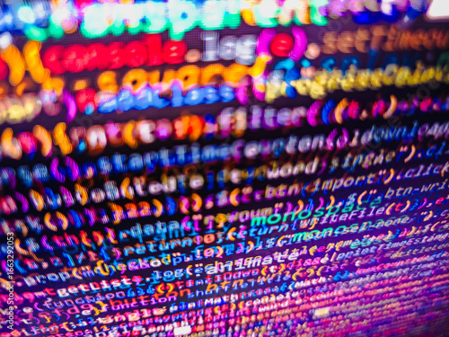 Matrix byte of binary data rian code running abstract background in dark blue digital style. Programming preventing hacks in Internet security. Strong vintage effect. Art design website digital page
