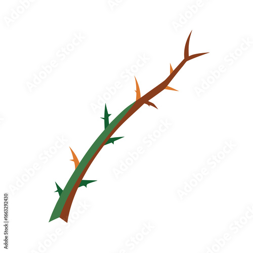 Watercolor spooky thorn branch isolated on white background halloween eerie festive illustration