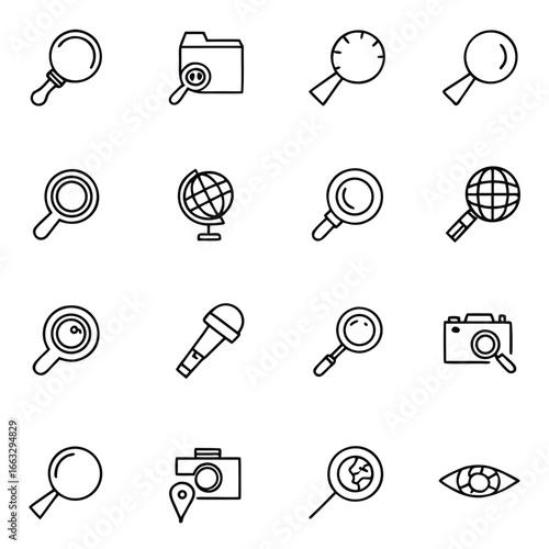 Collection of magnifying glass and search related icons