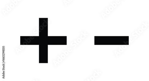 Plus and minus signs on a plain white background