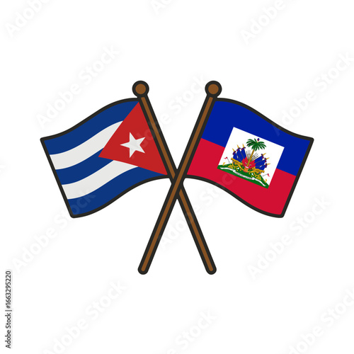 Cuba and Haiti cross flags vector on white background
Vector country flags intersecting