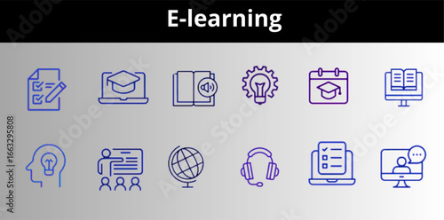 E-learning icon set. Online Education related line icons