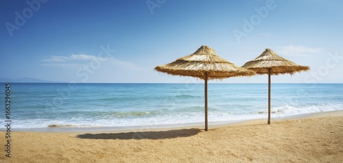 Wallpaper Mural The iconic beach umbrellas creating a tranquil atmosphere by the seaside. Torontodigital.ca