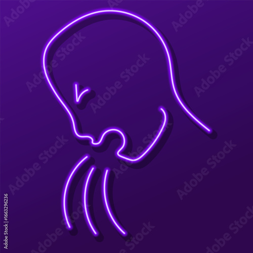 vomit neon sign, colorful modern design trends on black background. Vector illustration.