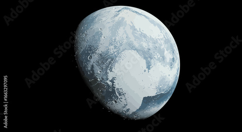 Stylized Illustration of a Distant Cratered Icy Planet.